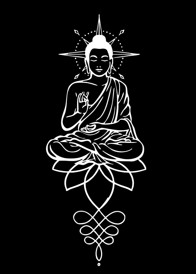 Buddha meditating on a lotus flower