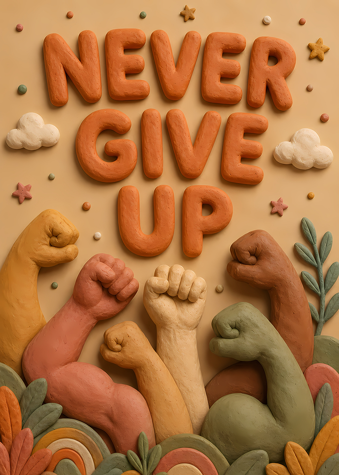 Never Give Up Clay Art