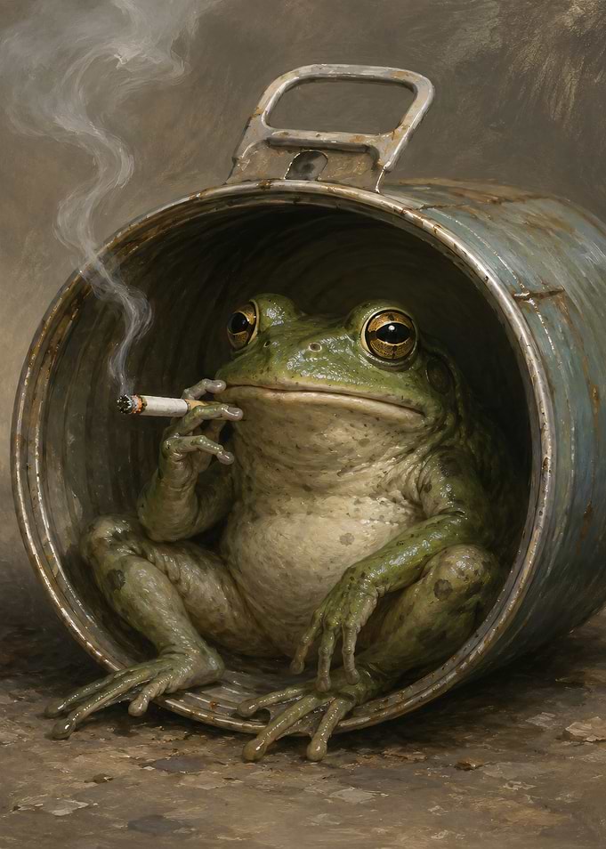 Frog Smoking in a Can