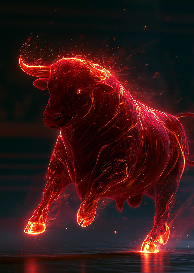 Fiery Bull Charging