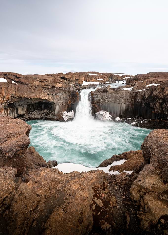 Aldeyjarfoss Waterfall in Icelandic Landscape