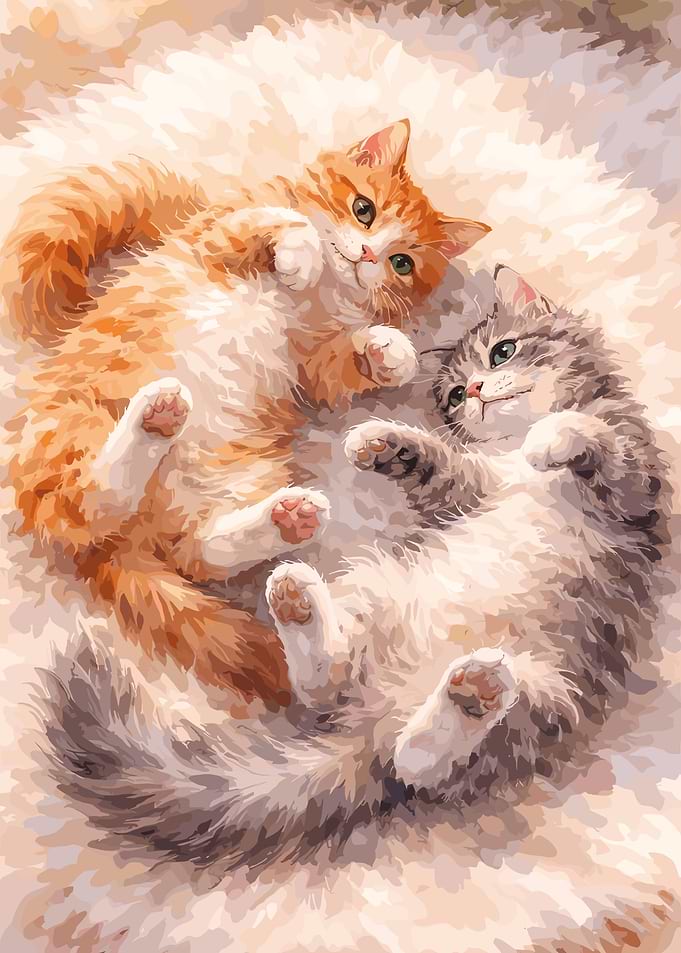 Two Cute Kittens Playing