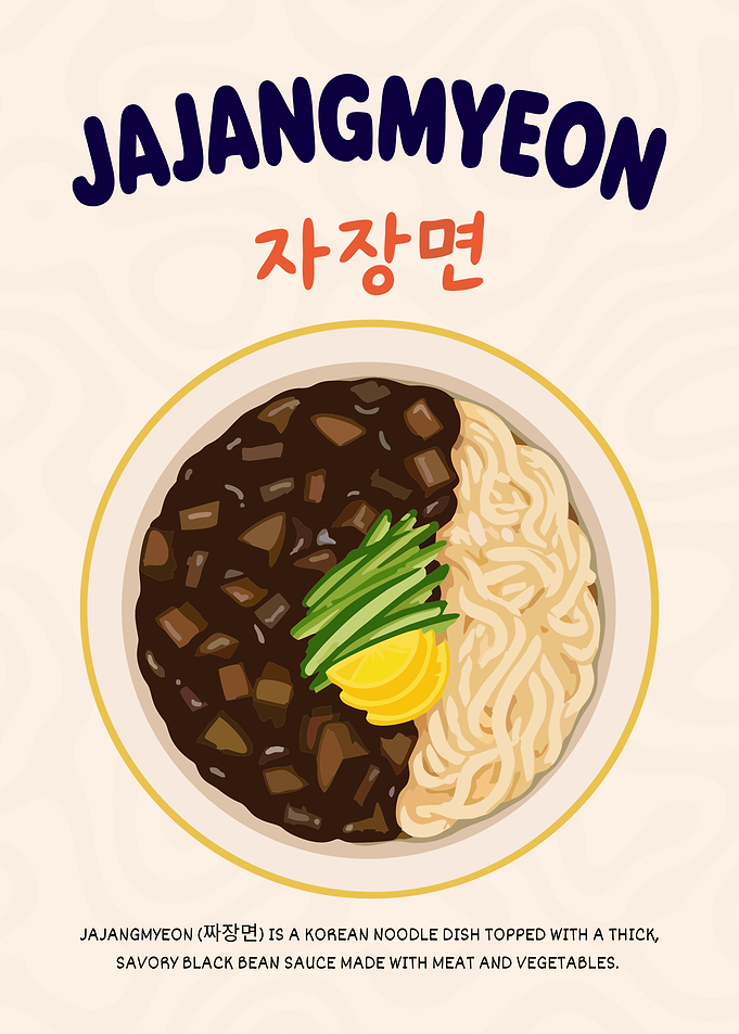 Jajangmyeon Korean Black Bean Noodles Minimalist Poster