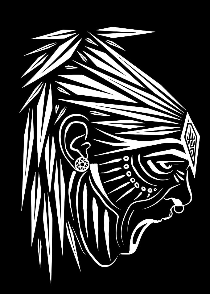 Tribal Warrior Profile Illustration