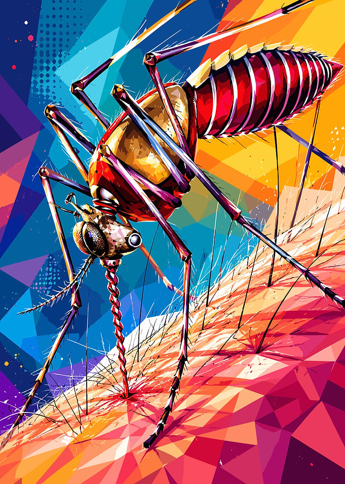 Mosquito Biting Skin Abstract Art