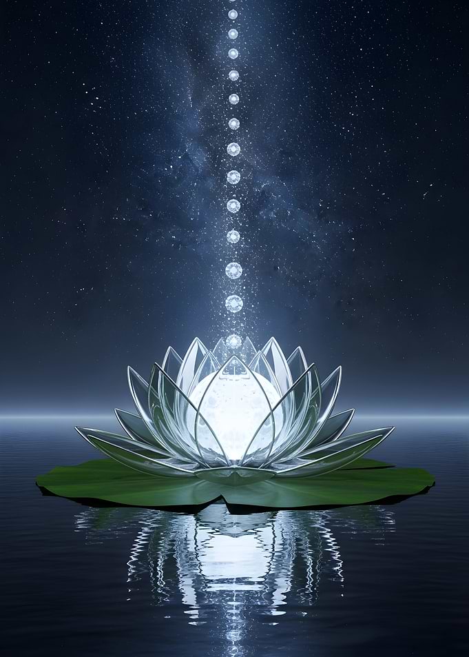 Glowing Lotus Flower in Space