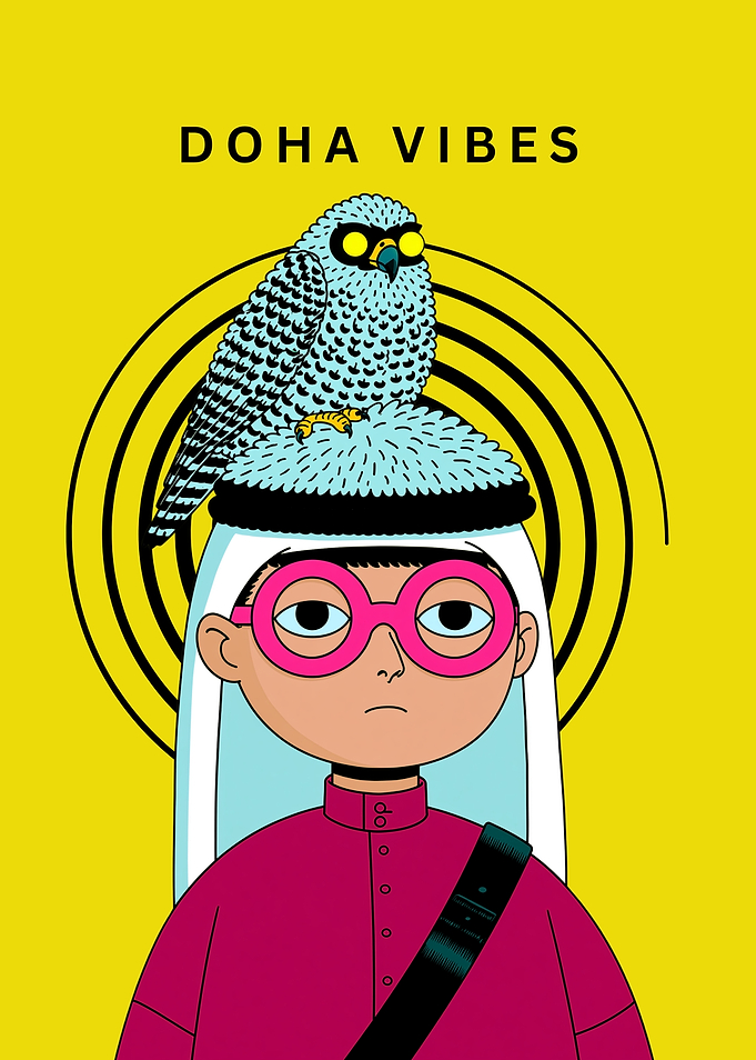 Doha Vibes Falcon and Person