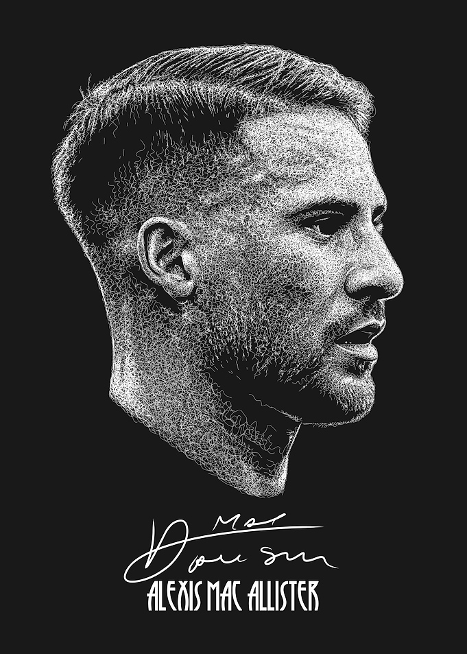 Alexis Mac Allister Scribble art style with Signature