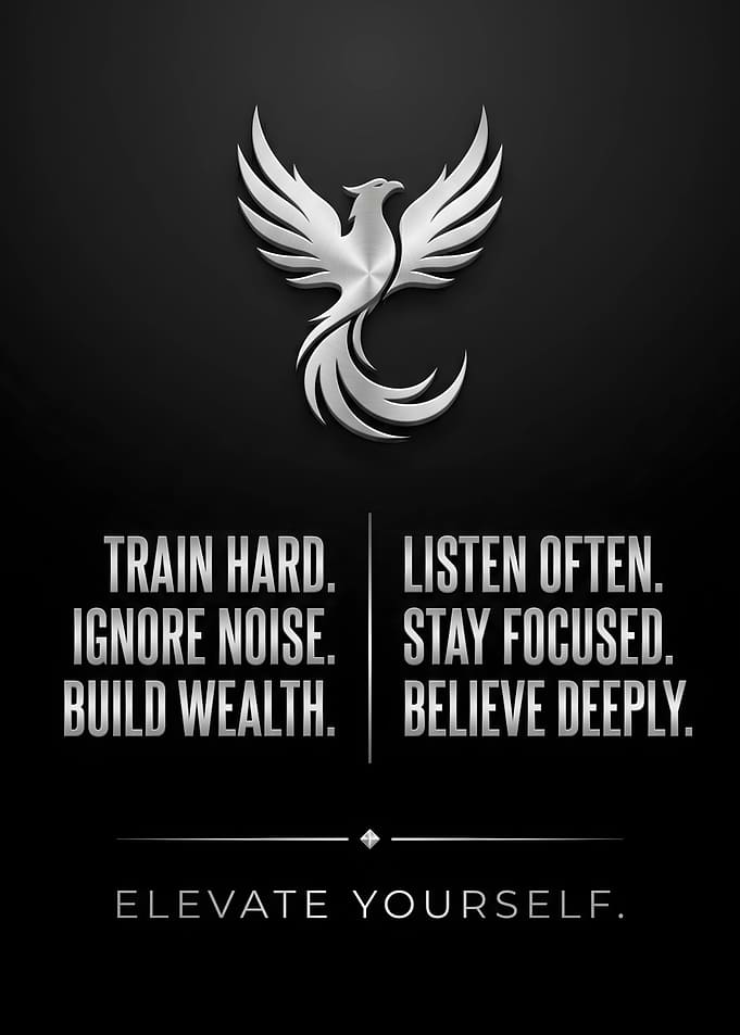 Train Hard Build Wealth Gym Motivation Quote