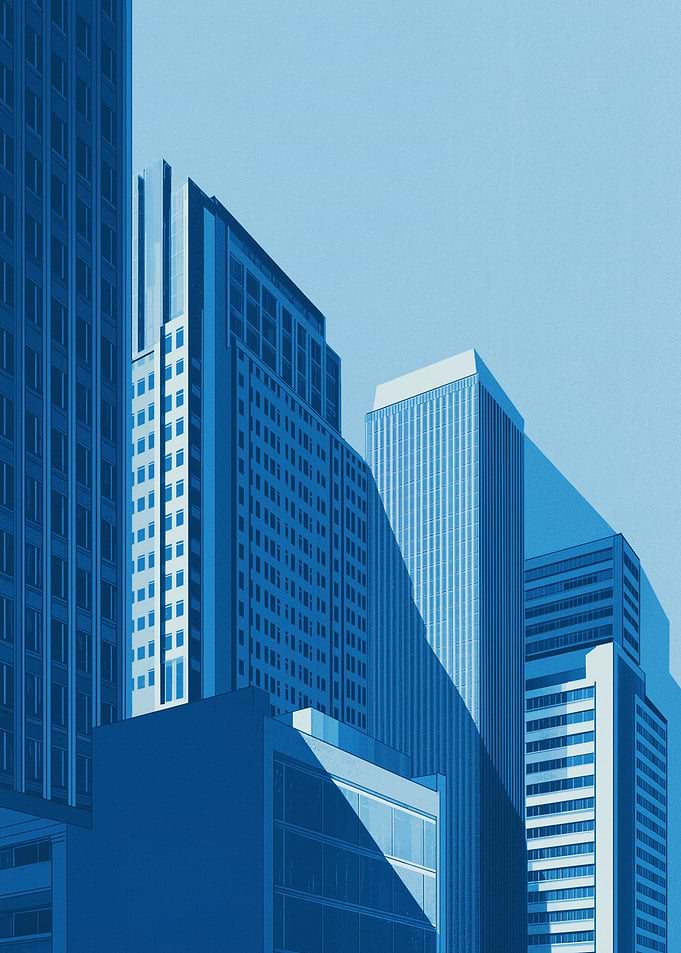 Monochromatic Cityscape with Tall Buildings