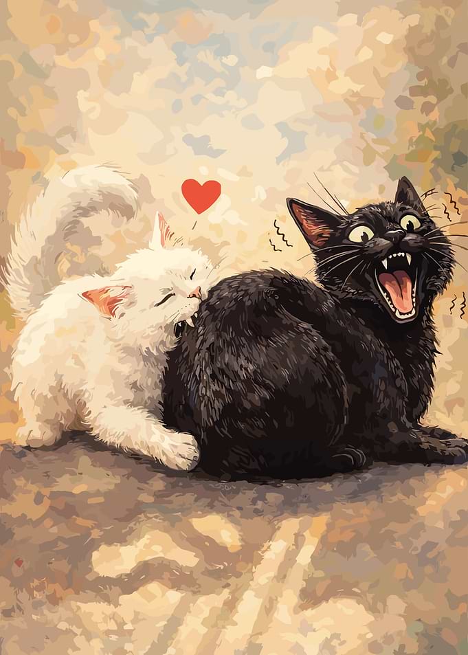 Playful Cats with a Heart