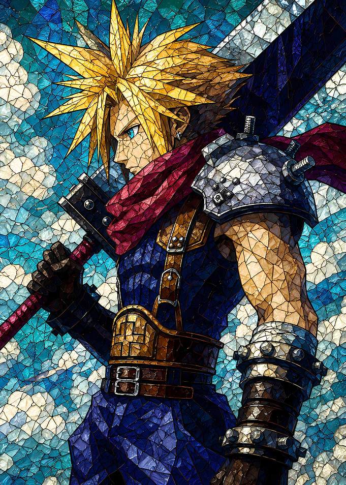 Cloud Strife Stained Glass Art
