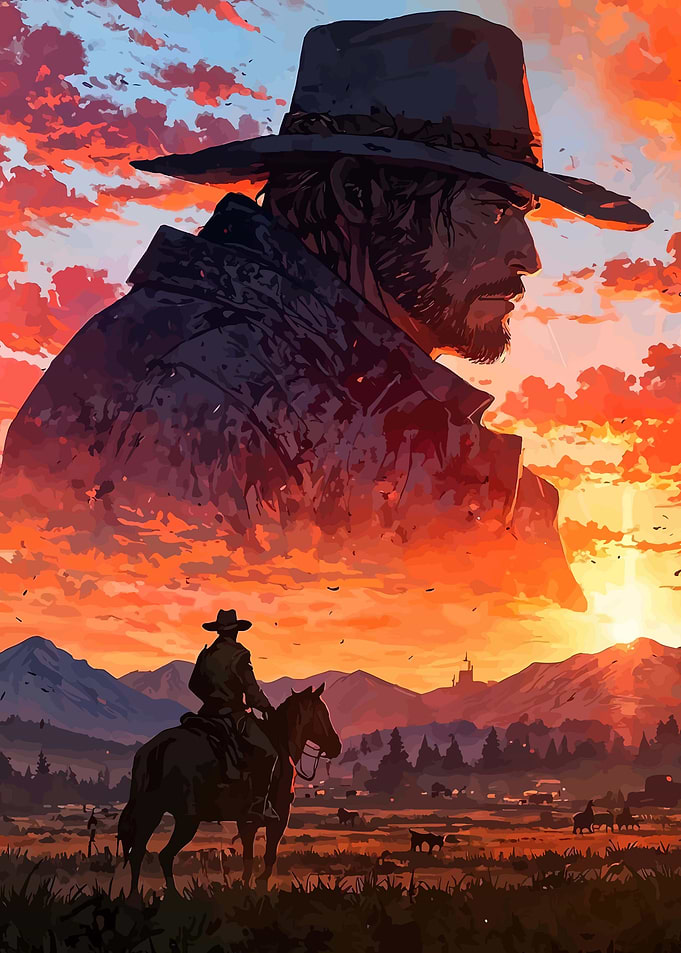 Cowboy at Sunset