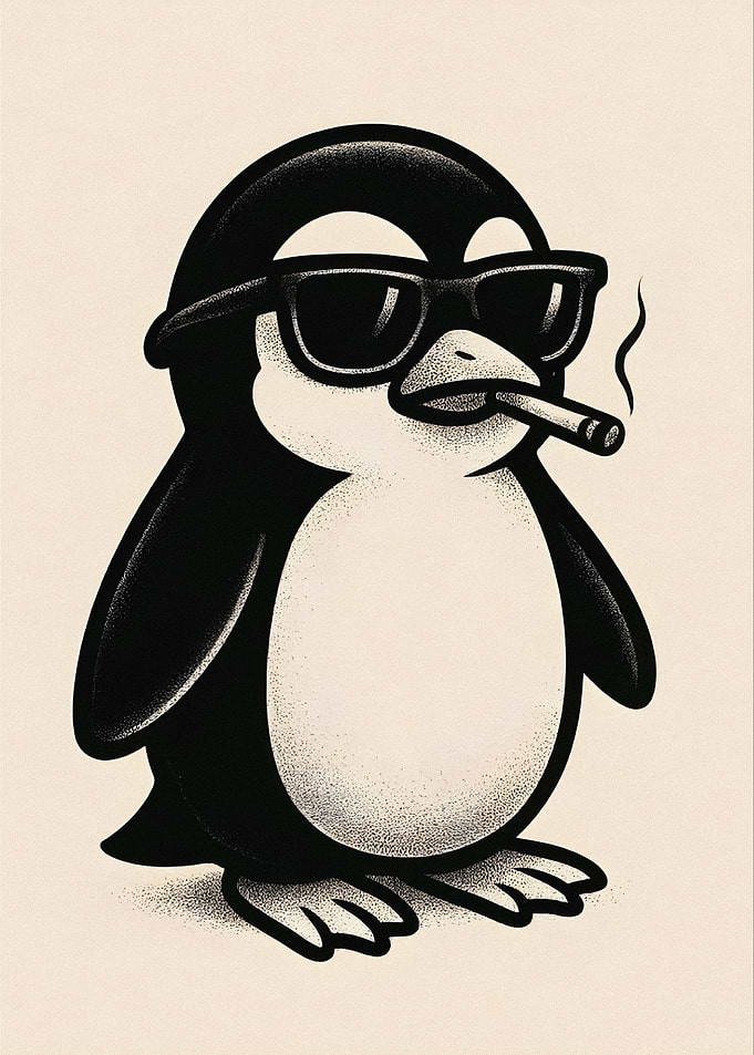 Cool Penguin Smoking a Cigarette