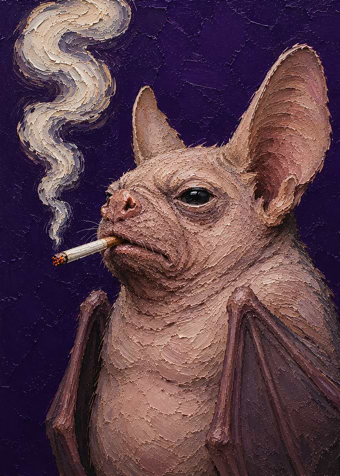 Bat Smoking a Cigarette