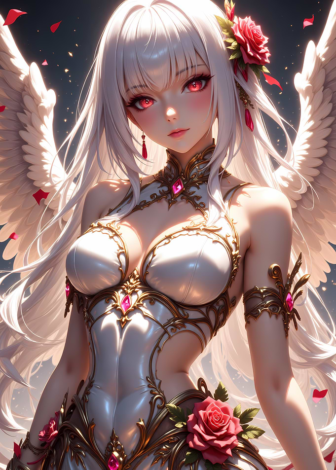 Anime Angel with Roses