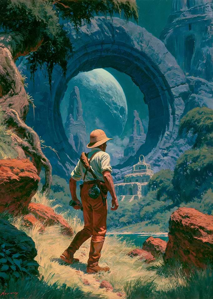 Explorer in Alien Landscape