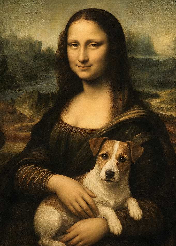 Mona Lisa Holding a Dog