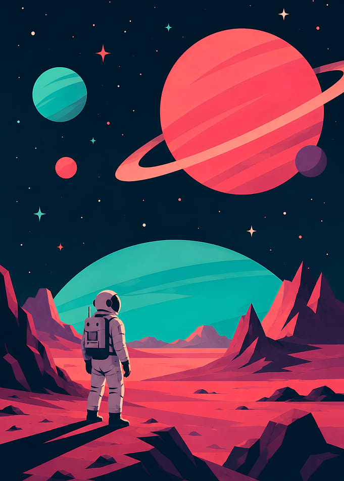 Astronaut on alien planet