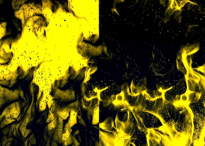 Abstract Yellow and Black Fire Swirls