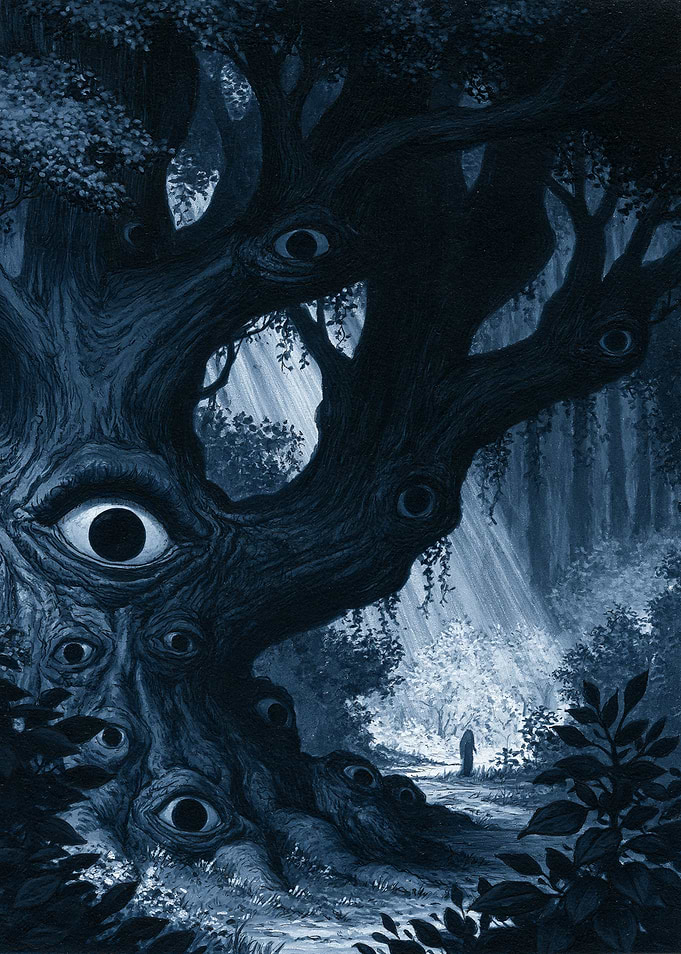 Tree with Eyes in a Forest