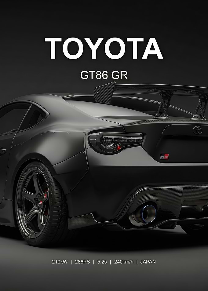 close up sleek Toyota GT86 GR Matte Black