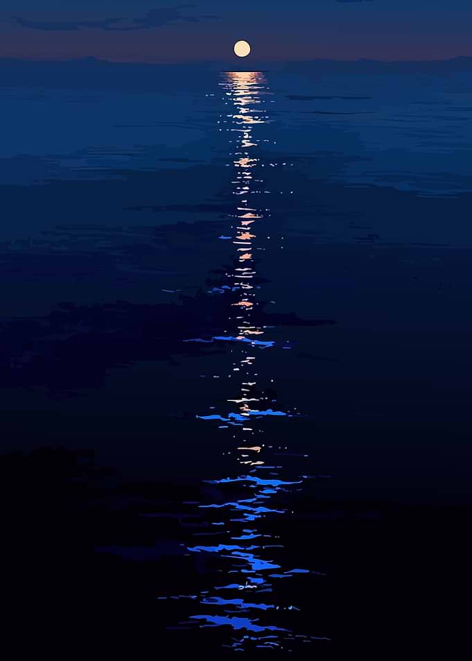Moonlit Ocean Reflection