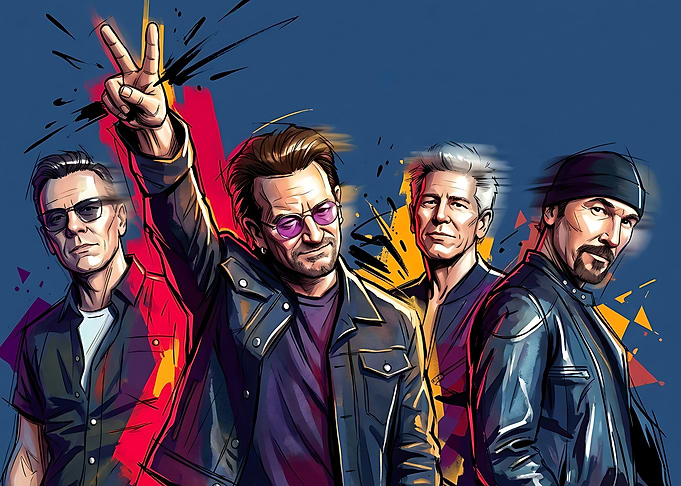 U2 Band Members Pop Art Style