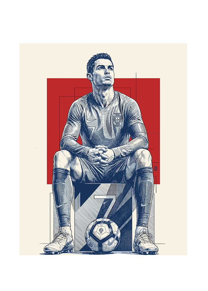 Cristiano Ronaldo Sitting with Soccer Ball