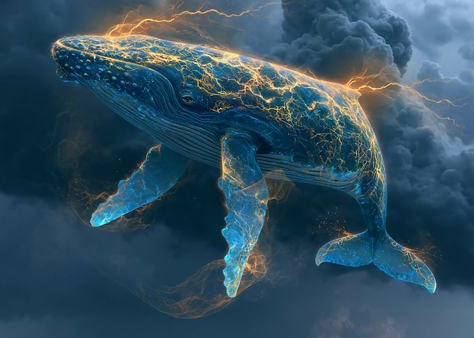 Electric Whale in Stormy Sky
