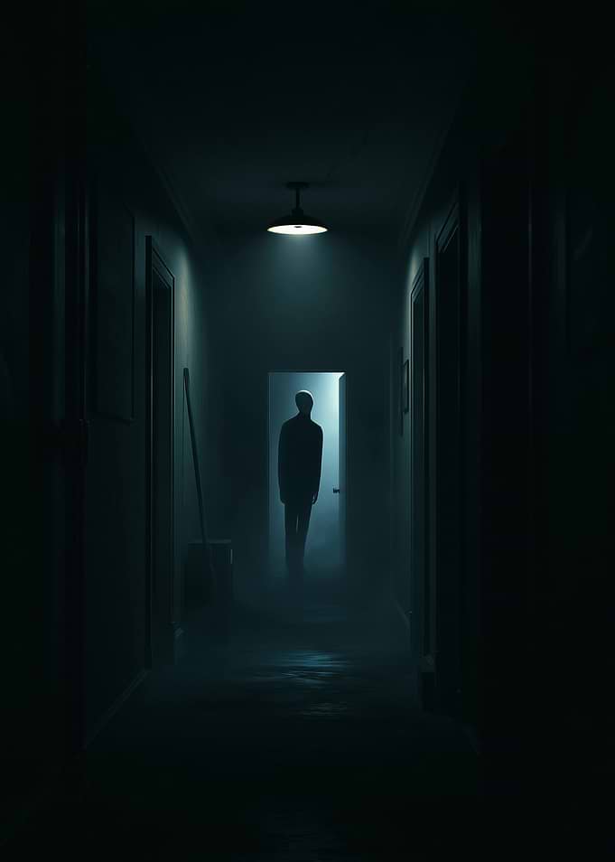 Silhouette in a dark hallway