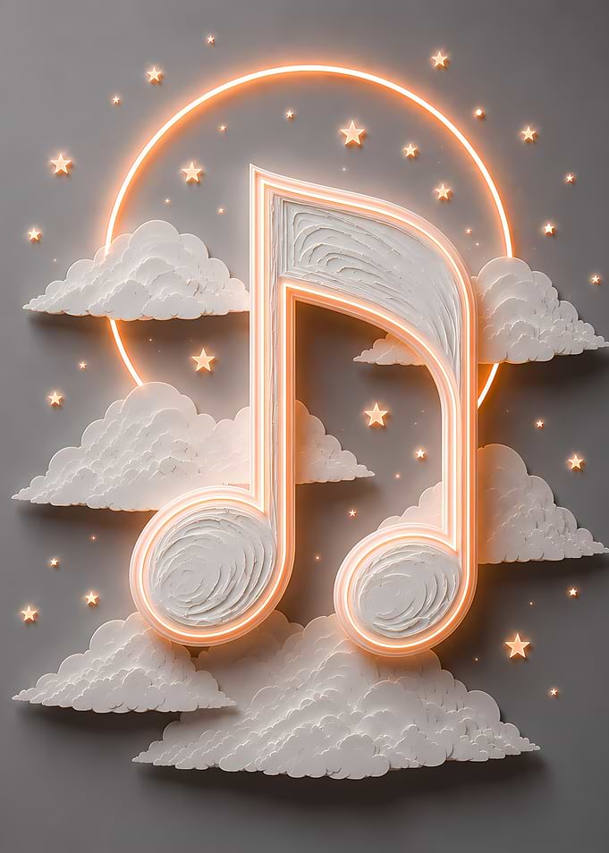 Musical Note in Clouds