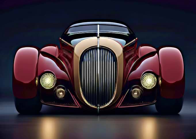 Vintage Red and Gold Luxury Car