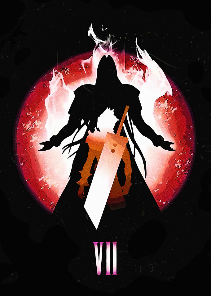 Sephiroth and Buster Sword Minimalist Art