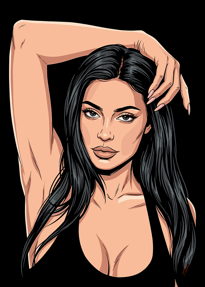 Illustration of a Kylie Jenner with Black Hair