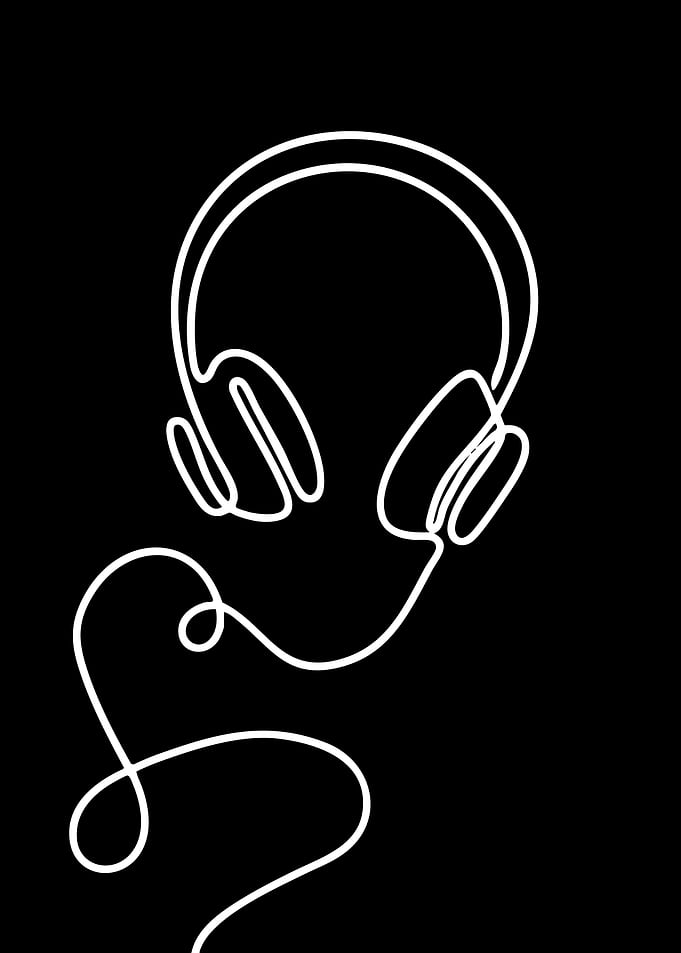 Minimalist Headphones Line Art