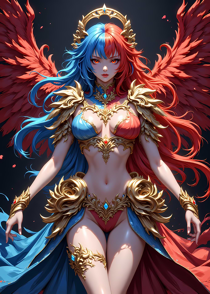 Dual-Colored Winged Warrior