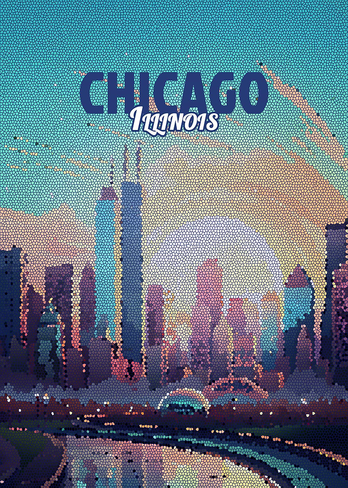 Chicago Illinois Skyline Mosaic poster