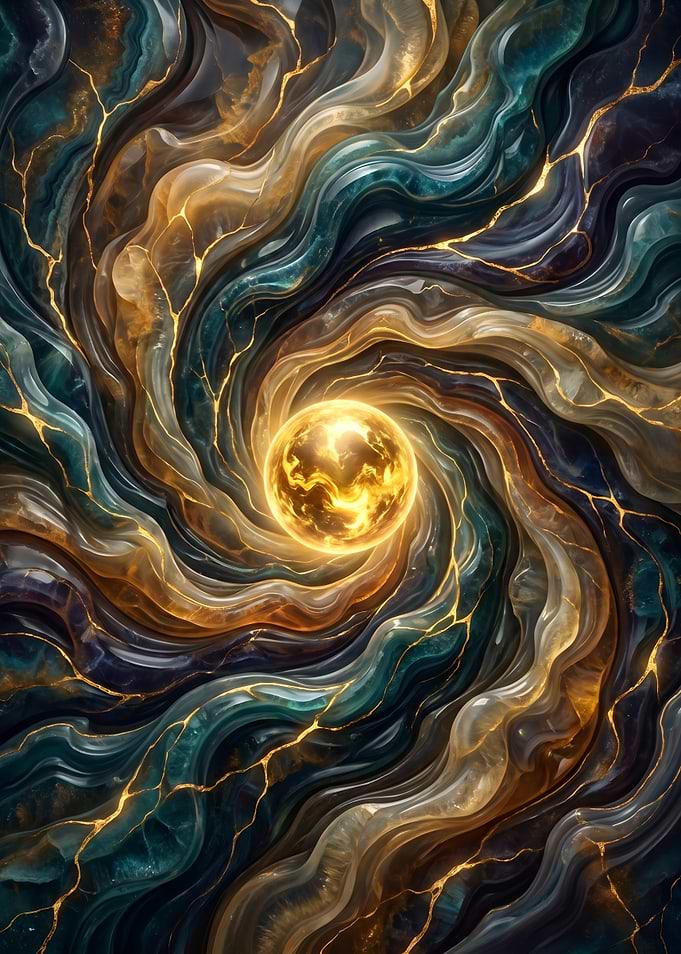 Cosmic Swirl with Golden Orb