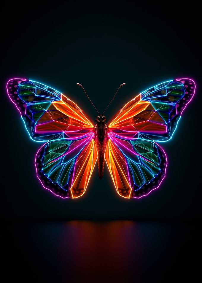 Neon Butterfly Art