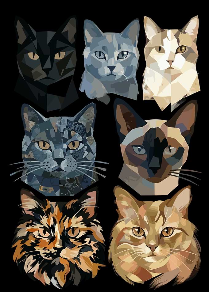 Geometric Cat Portraits Collection