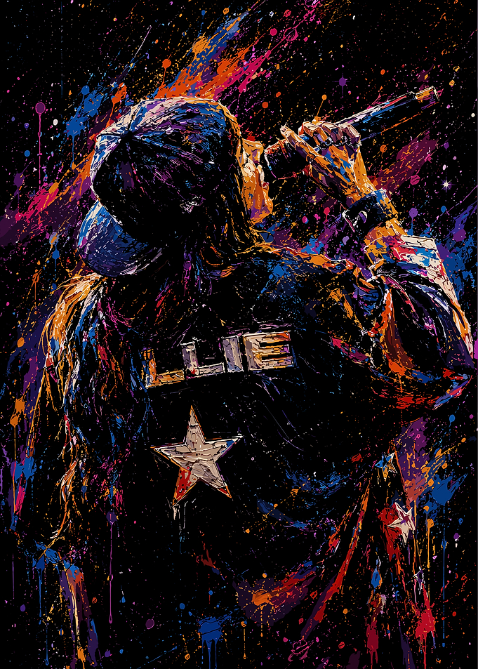 Rapper with Microphone and Star