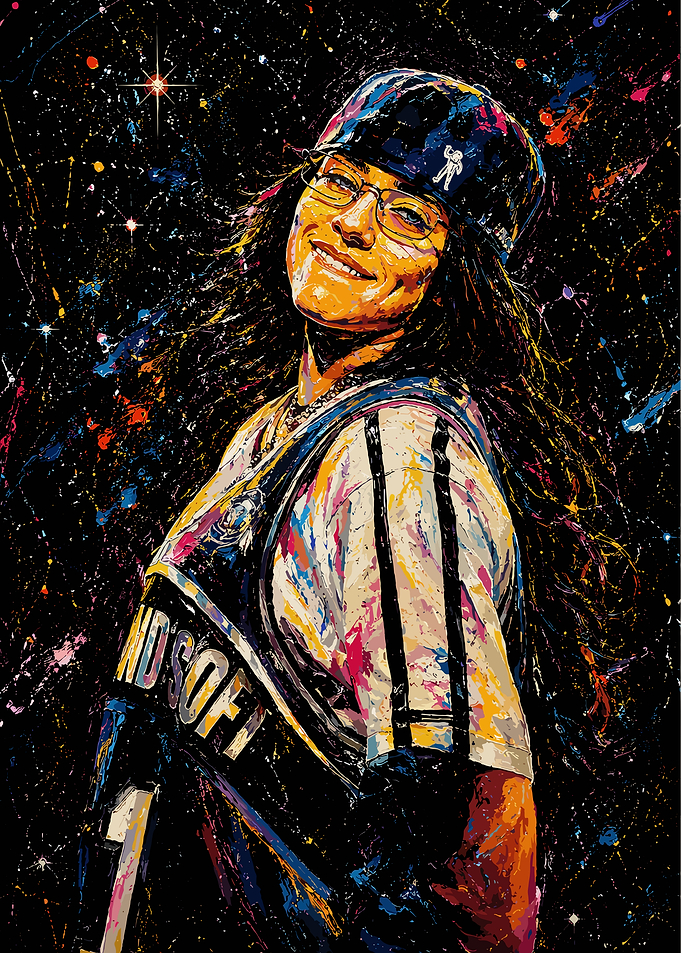 Vibrant Portrait of a Smiling Person in Space