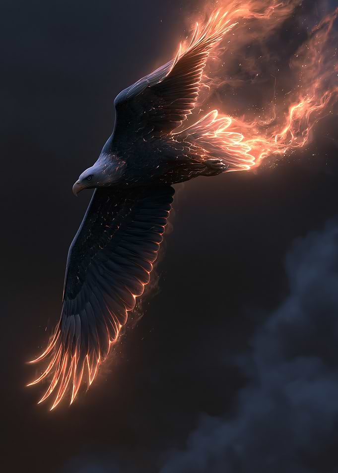 Fiery Eagle in Flight