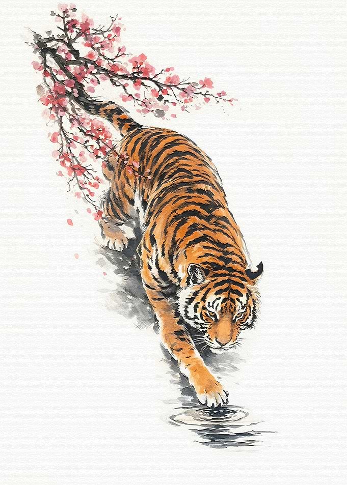Tiger and Cherry Blossoms