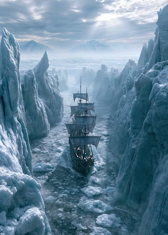 Ship Navigating Arctic Ice