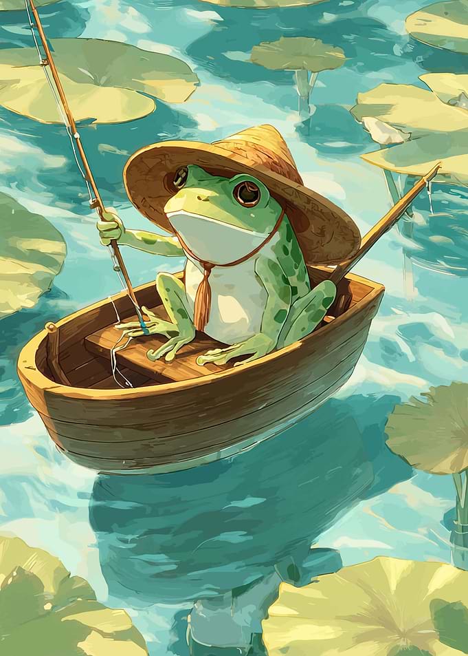 Frog Fishing in a Boat