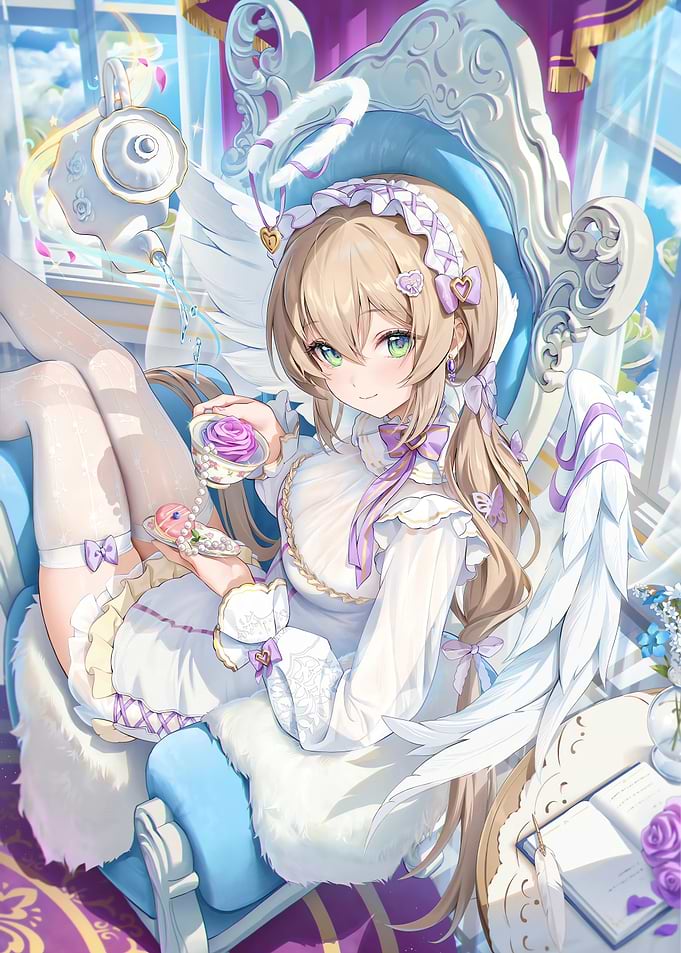 Angel Girl Enjoying Tea Time