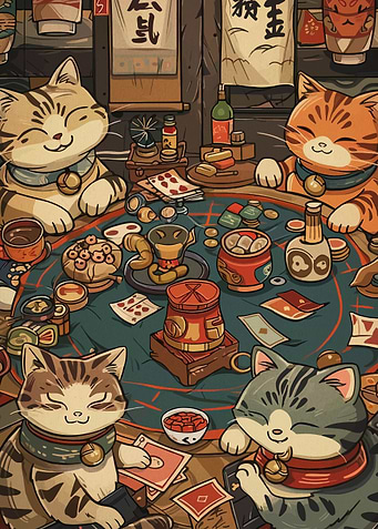 Cats Playing Cards