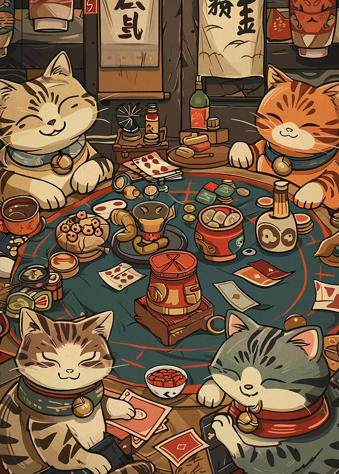 Cats Playing Cards